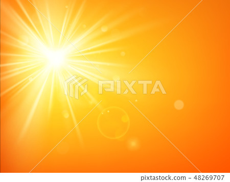 Summer template hot summer sun rays burst with lens flare. EPS 10 48269707
