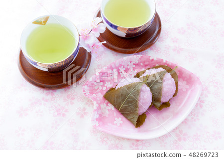 Daimoji, Sakura rice, Tea, Spring Japanese sweets 48269723