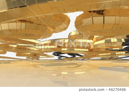 Abstract modern future architecture contains strange-shaped buildings in the form of spirals 48270486