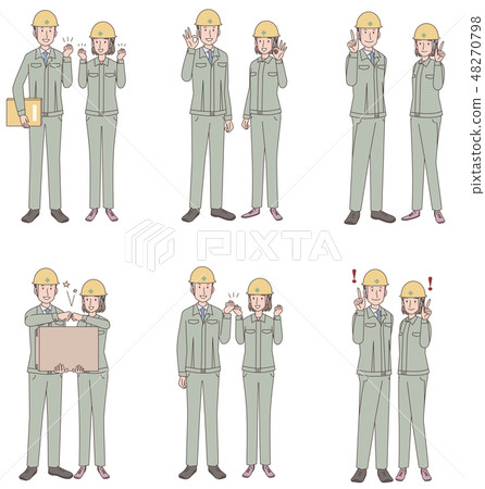 Various workers in the form of a helmet Various workers in the form of a helmet 48270798