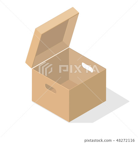 Cardboard box with flat shadow. 48272116