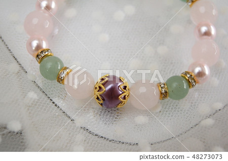  玫瑰石英和Aventurine設計手鍊（手工製作） 48273073