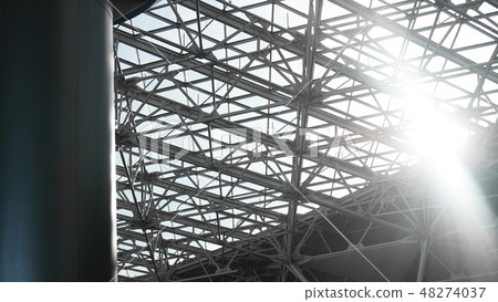 Steel structure workshop in construction, steel frame factory building Steel structure workshop in construction, steel frame factory building 48274037