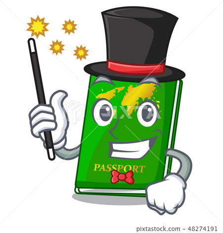 Magician green passport on the mascot table 48274191