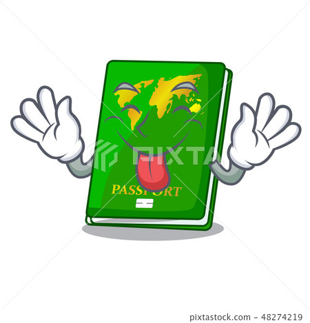 Tongue out green passport on the mascot table Tongue out green passport on the mascot table 48274219