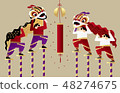 Acrobatic Chinese lion dancing 48274675