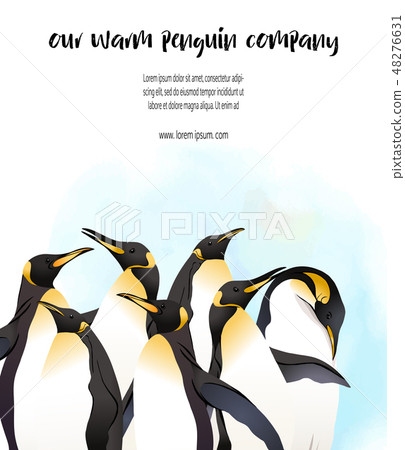 Emperor penguins family with slogan 48276631