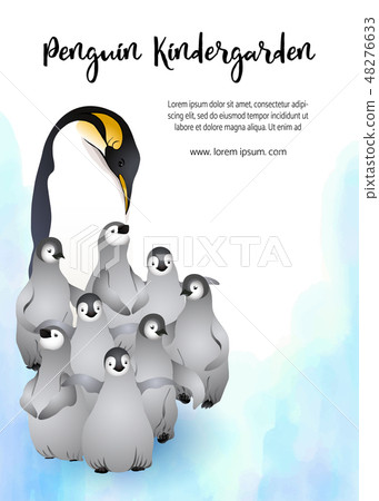Emperor penguins family with slogan Emperor penguins family with slogan 48276633