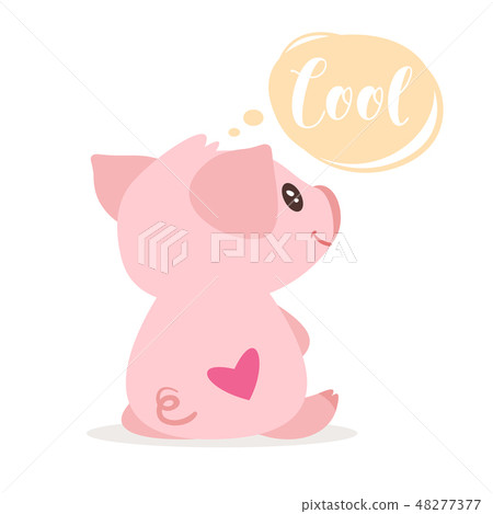 Cute pink pig. 48277377
