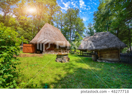 View of traditional romanian peasant houses View of traditional romanian peasant houses 48277718