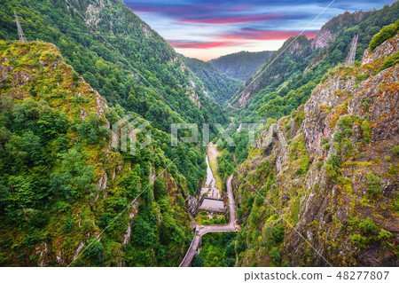Top view from Vidraru dam on Arges river 48277807