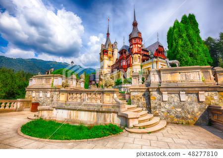 Famous Neo-Renaissance Peles castle in Sinaia 48277810