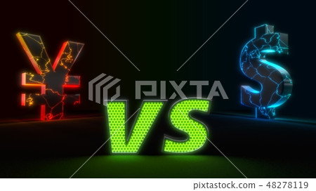 economic war concept with glowing currencies. yuan versus dollar. 3d illustration economic war concept with glowing currencies. yuan versus dollar. 3d illustration 48278119