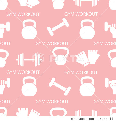 Sports seamless pattern Weightlifting equipment. 48278411