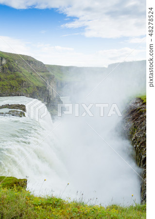 Gullfoss falls in summer season view, Iceland Gullfoss falls in summer season view, Iceland 48278524