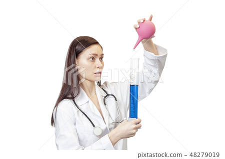 doctor with test tube and enema doctor with test tube and enema 48279019