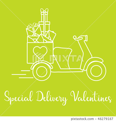 Special delivery valentines Motorbike. Special delivery valentines Motorbike. 48279187
