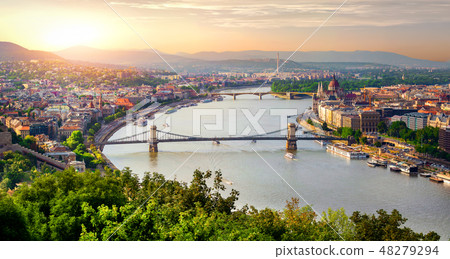 Panorama of summer Budapest 48279294