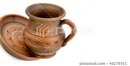 Ceramic cup and saucer isolated on white. Ceramic cup and saucer isolated on white. 48279351