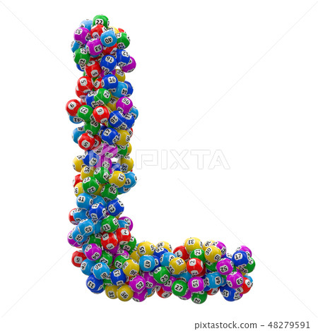 Alphabet letter L from lottery balls. 3D rendering 48279591
