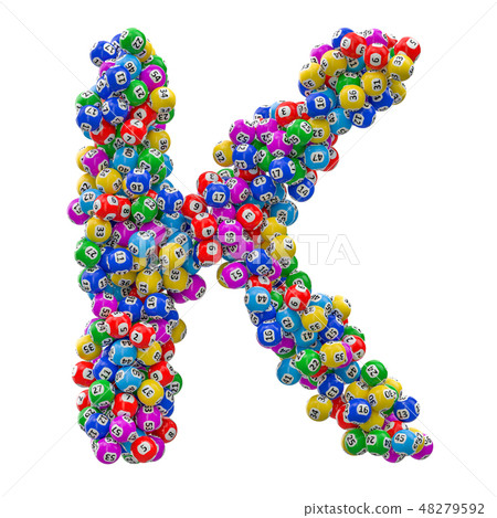 Alphabet letter K from lottery balls. 3D rendering 48279592