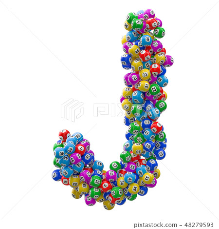 Alphabet letter J from lottery balls. 3D rendering 48279593