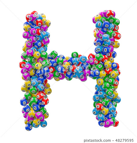 Alphabet letter H from lottery balls. 3D rendering Alphabet letter H from lottery balls. 3D rendering 48279595