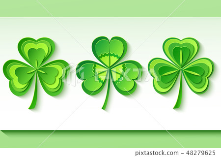 Set of three stylized 3d Patricks clover Set of three stylized 3d Patricks clover 48279625