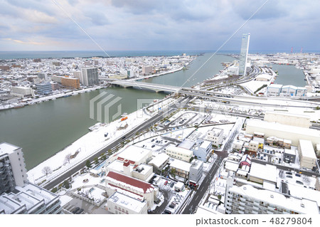 Niigata city landscape in winter (view from north side from the media shopping floor) Niigata city landscape in winter (view from north side from the media shopping floor) 48279804