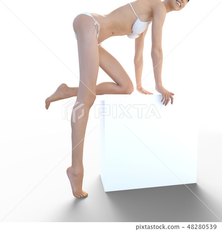 A young lady showing a soles feet perming Real 3DCG illustration material A young lady showing a soles feet perming Real 3DCG illustration material 48280539