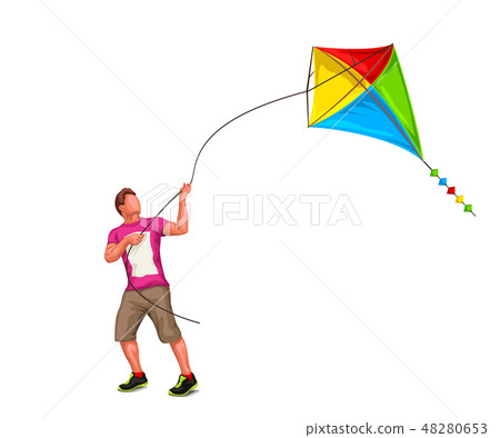 man with kite on white