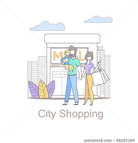 Young Family City Shopping is Becoming Popular. 48283169