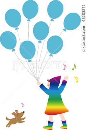 Child 9 on rainy day (children and balloons) 48283271