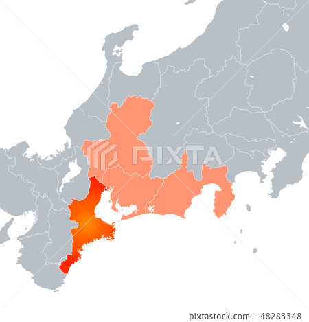 Mie prefecture map and Tokai region - Stock Illustration [48283348] - PIXTA