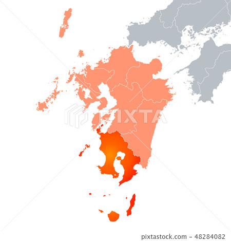 Kagoshima prefecture map and Kyushu district 48284082