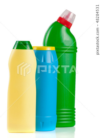 three bottles of cleansers isolated on white background 48284531