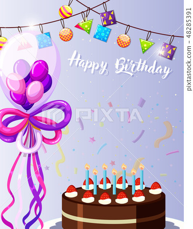 Purple Happy birthday card 48285391