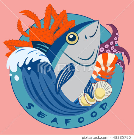 Seafood and Tuna circle logo Seafood and Tuna circle logo 48285790