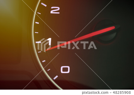 Closeup Tachometer Gauge on Dashboard in The Car 48285908