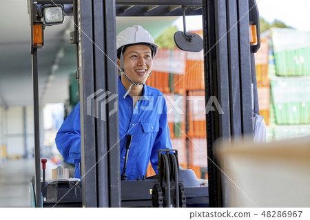 Business scene warehouse forklift 48286967