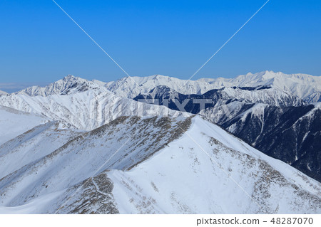From the mountaintop of the Hokkaido Alpine Fantasy in the severe winter 48287070