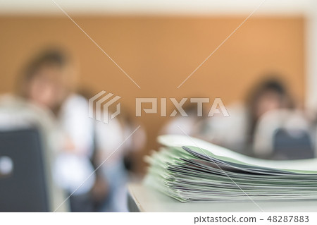 University students taking exam test blurry view University students taking exam test blurry view 48287883