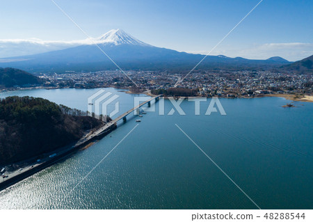Fuji in the morning from the sky above Kawaguchiko 48288544