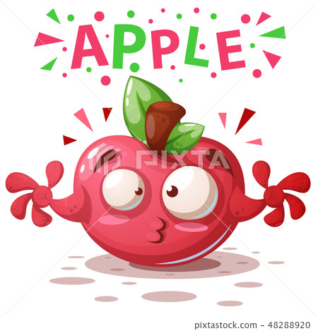 Cute apple illustration - cartoon characters. Cute apple illustration - cartoon characters. 48288920