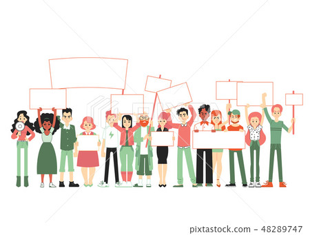 Vector angry men holding blank placard above head Vector angry men holding blank placard above head 48289747