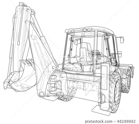 Sketch of Loading Shovel with Back Actor 48289882