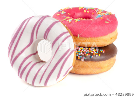 three glazed donut isolated on white background 48289899