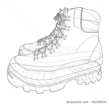 Mens boot concept. Vector rendering of 3d Mens boot concept. Vector rendering of 3d 48290650