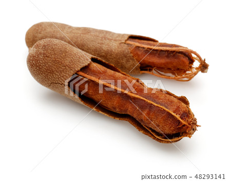 Fresh tamarind fruit isolated on white 48293141