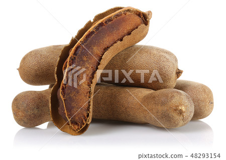 Fresh tamarind fruit isolated on white 48293154
